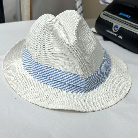 Janie and Jack 100049183 White Straw Fedora Hat NWT size 6-12 months - Picture 2 of 7